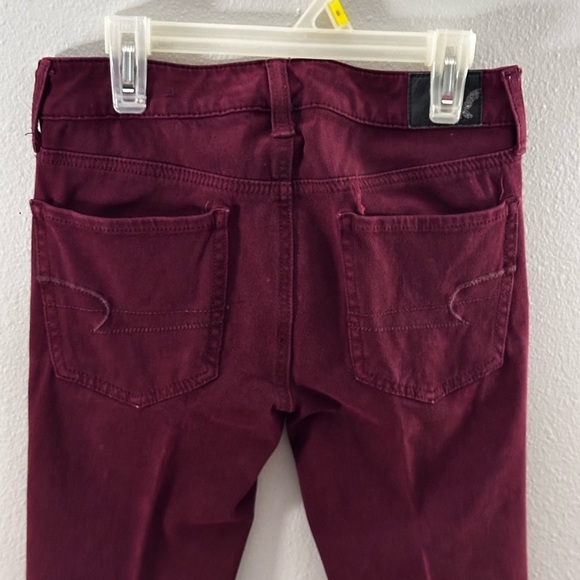 American Eagle Women Red Burgundy Jegging Jean‎ 360 size 0 super stretch - Picture 8 of 9